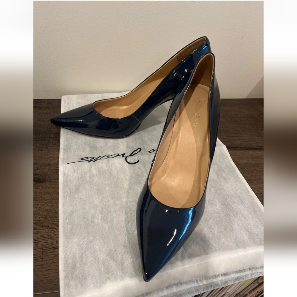 Sophisticated Blue Patent Leather Heels
